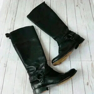 Frye Dark Brown Melissa Harness Knee Length Boots Size 6B